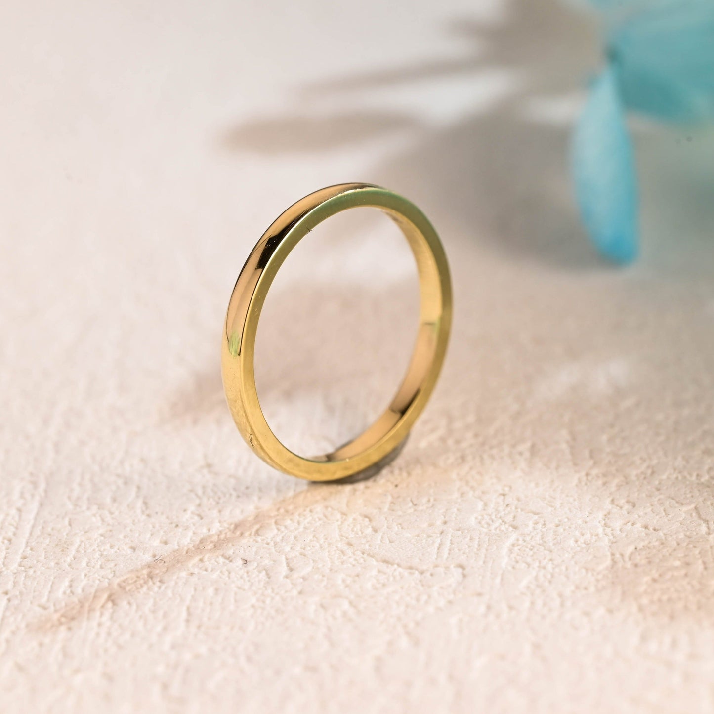 CausYou women's wedding ring Solid Gold 2mm Width Plain Wedding Band