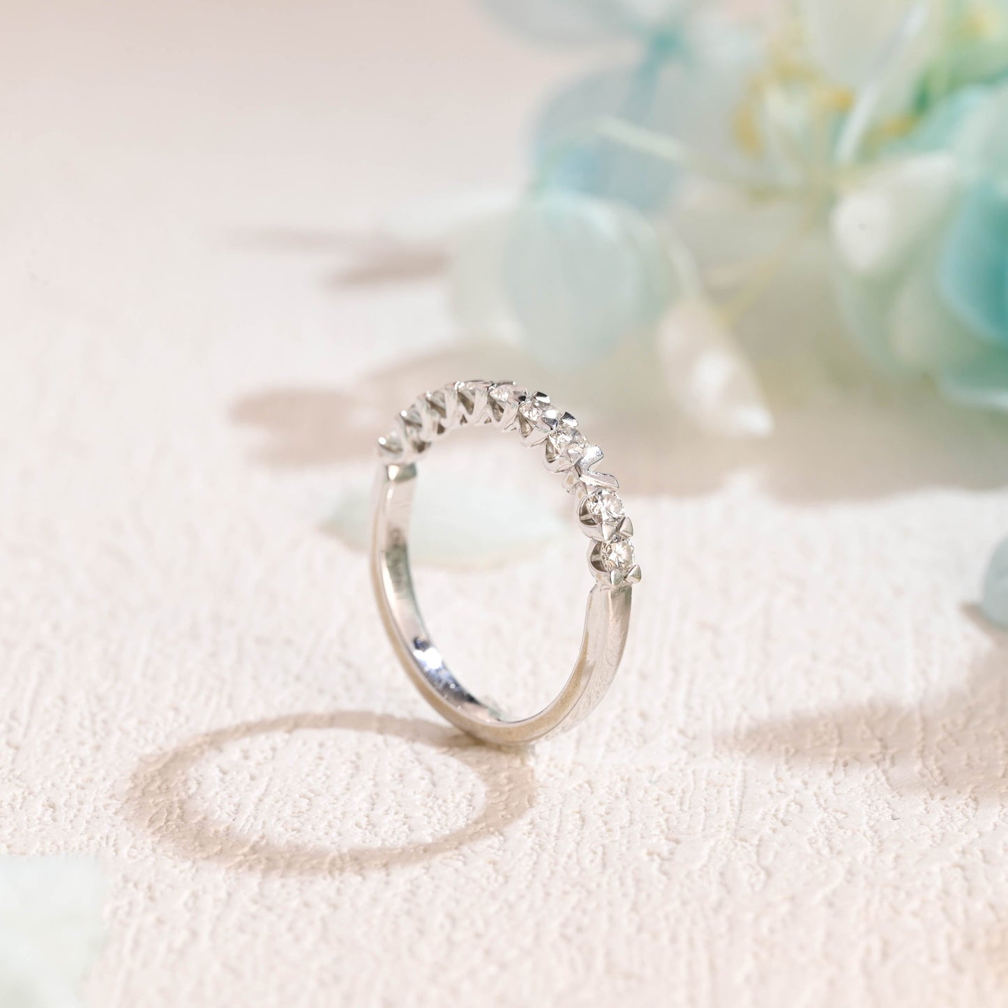 CausYou women's wedding ring Solid Gold 3mm Round Cut Moissanite Wedding Band, Stacking Wedding Ring, Gift for Women Wife