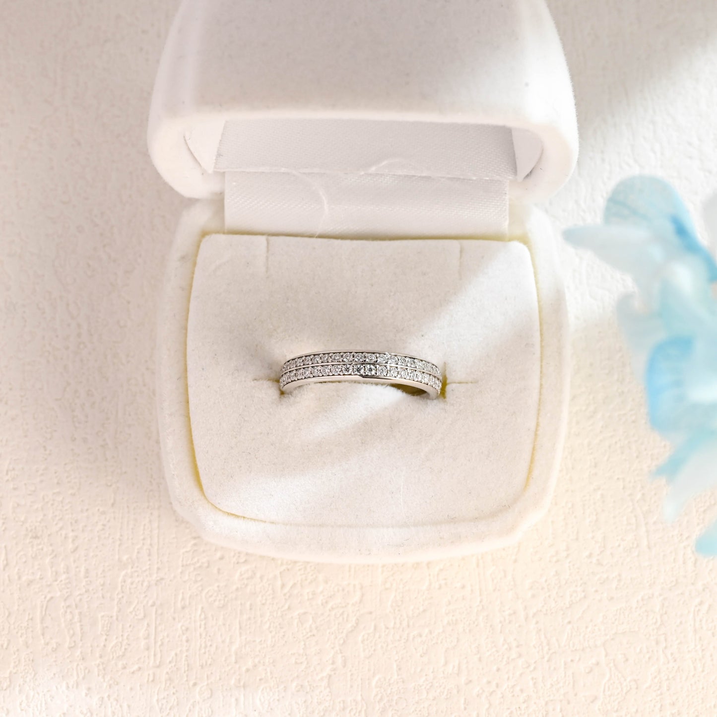 CausYou women's wedding ring Solid Gold 4mm Width Round Cut Moissanite Wedding Band, Full Eternity Wedding Ring, Gift for Women Wife