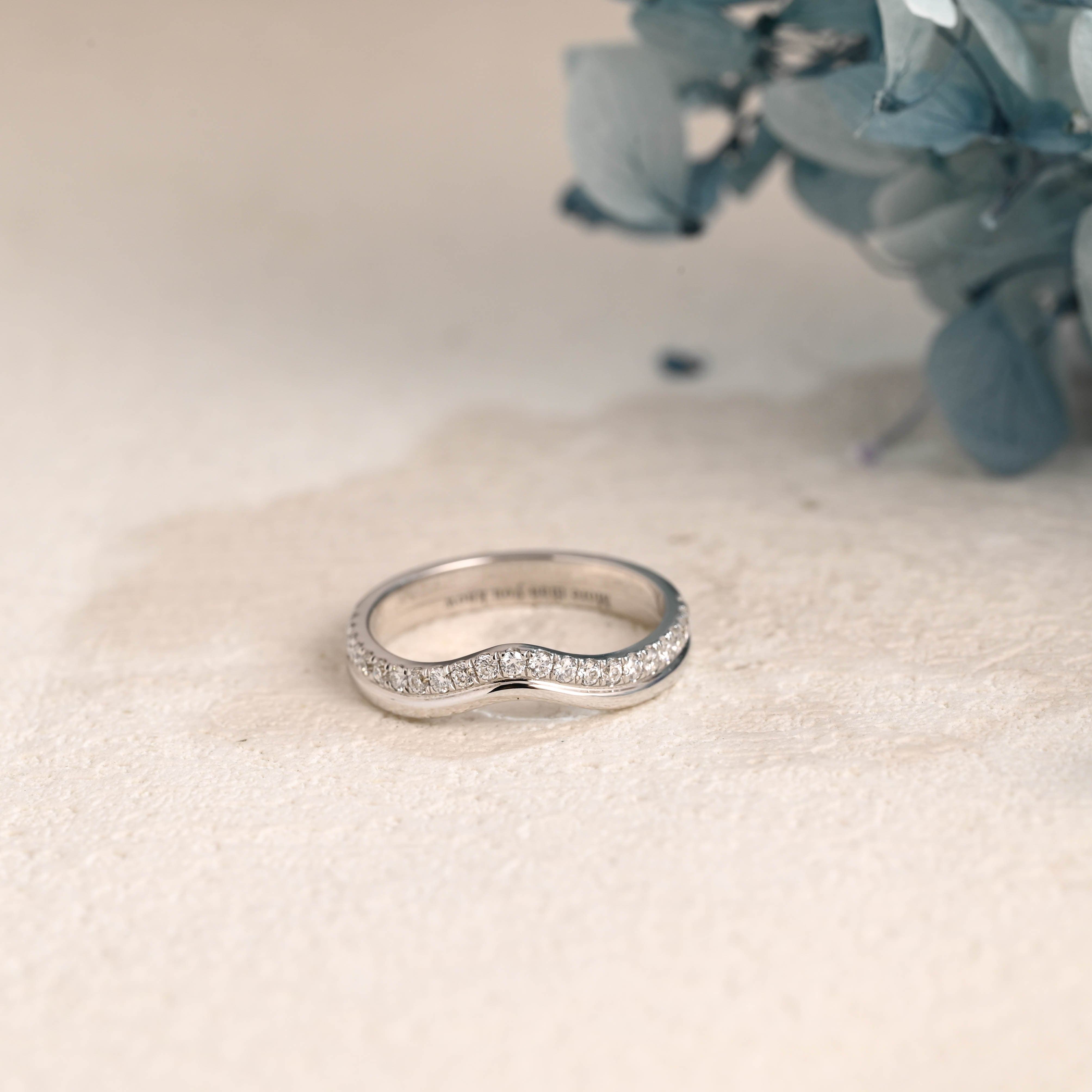 Solid Gold Curved Moissanite Wedding Band, Two Raw Stacking Wedding Ri Solid Gold Curved Moissanite Wedding Band, Two Raw Stacking Wedding Ri