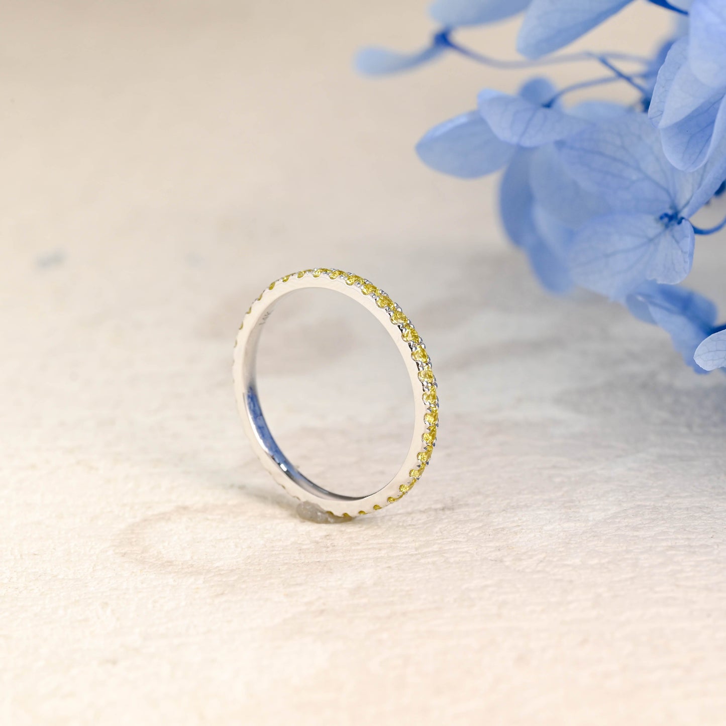 CausYou women's wedding ring Solid Gold Full Eternity Yellow Moissanite Wedding Band