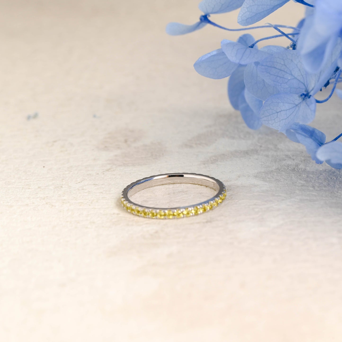CausYou women's wedding ring Solid Gold Full Eternity Yellow Moissanite Wedding Band