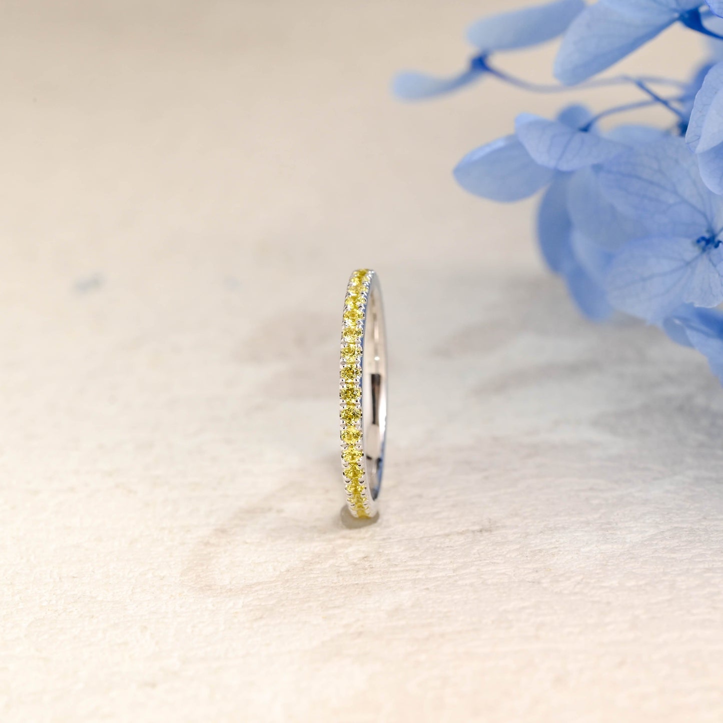 CausYou women's wedding ring Solid Gold Full Eternity Yellow Moissanite Wedding Band