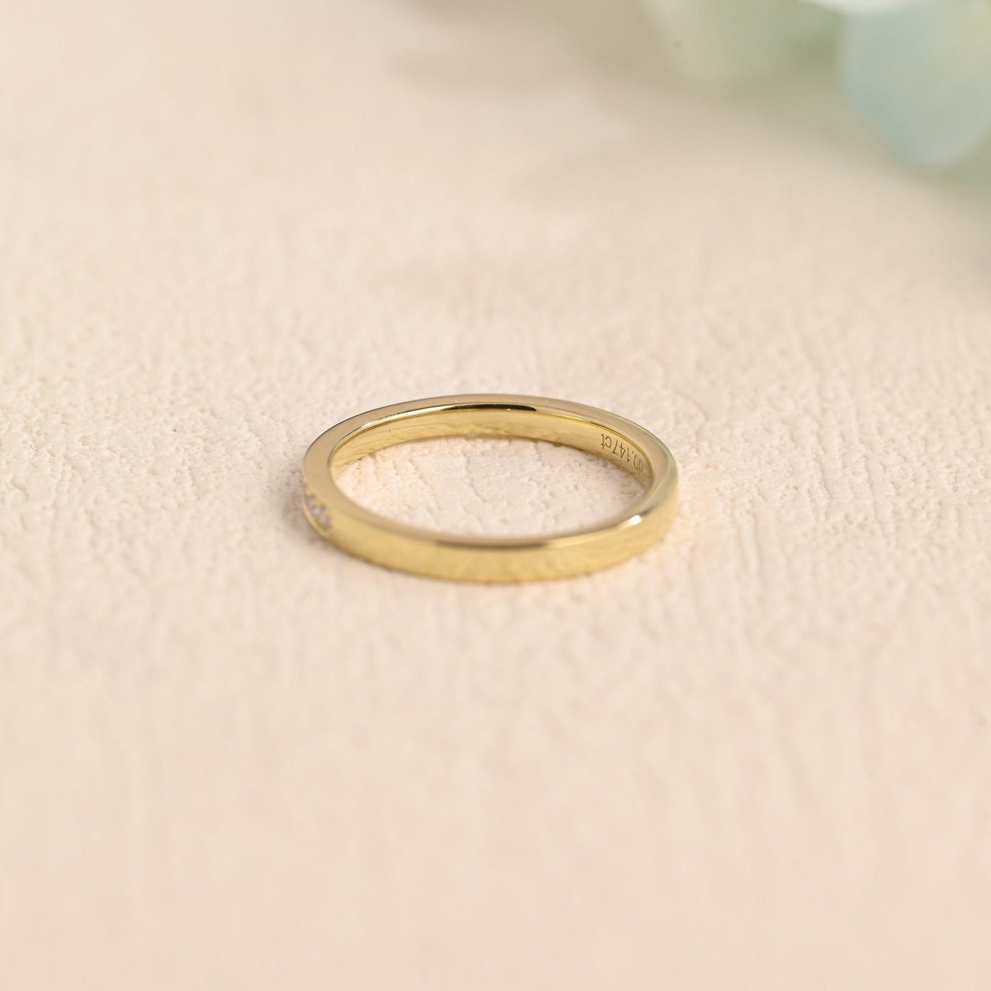 CausYou women's wedding ring Solid Gold Half Eternity Round Cut Moissanite Wedding Band