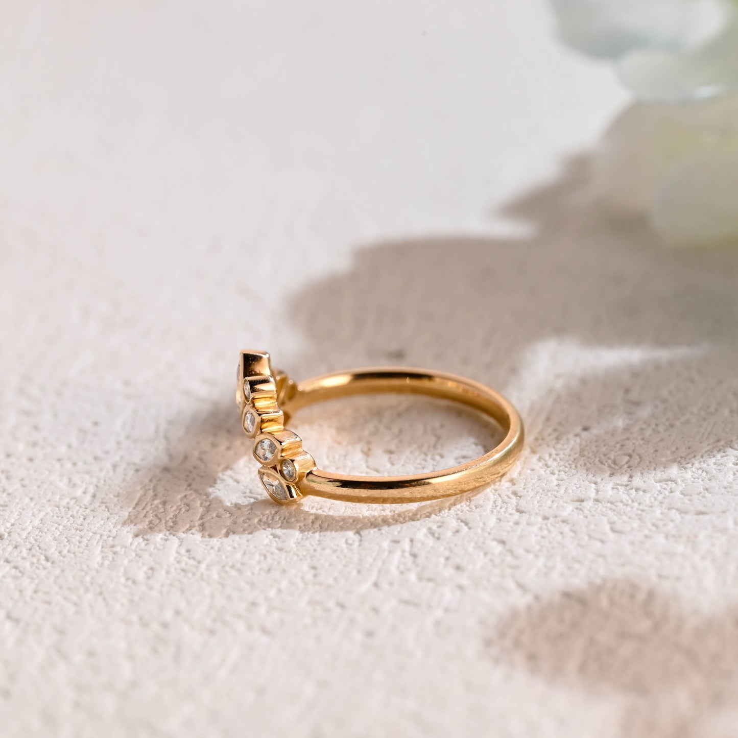 CausYou women's wedding ring Solid Gold Moissanite Wedding Band, Curved Wedding Ring, Gift for Women Wife