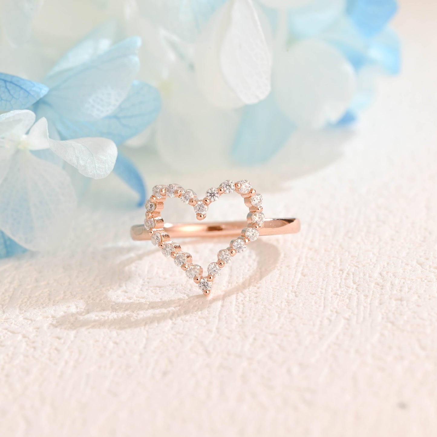 CausYou women's wedding ring Solid Gold Moissanite Wedding Ring, Heart Shape Wedding Band