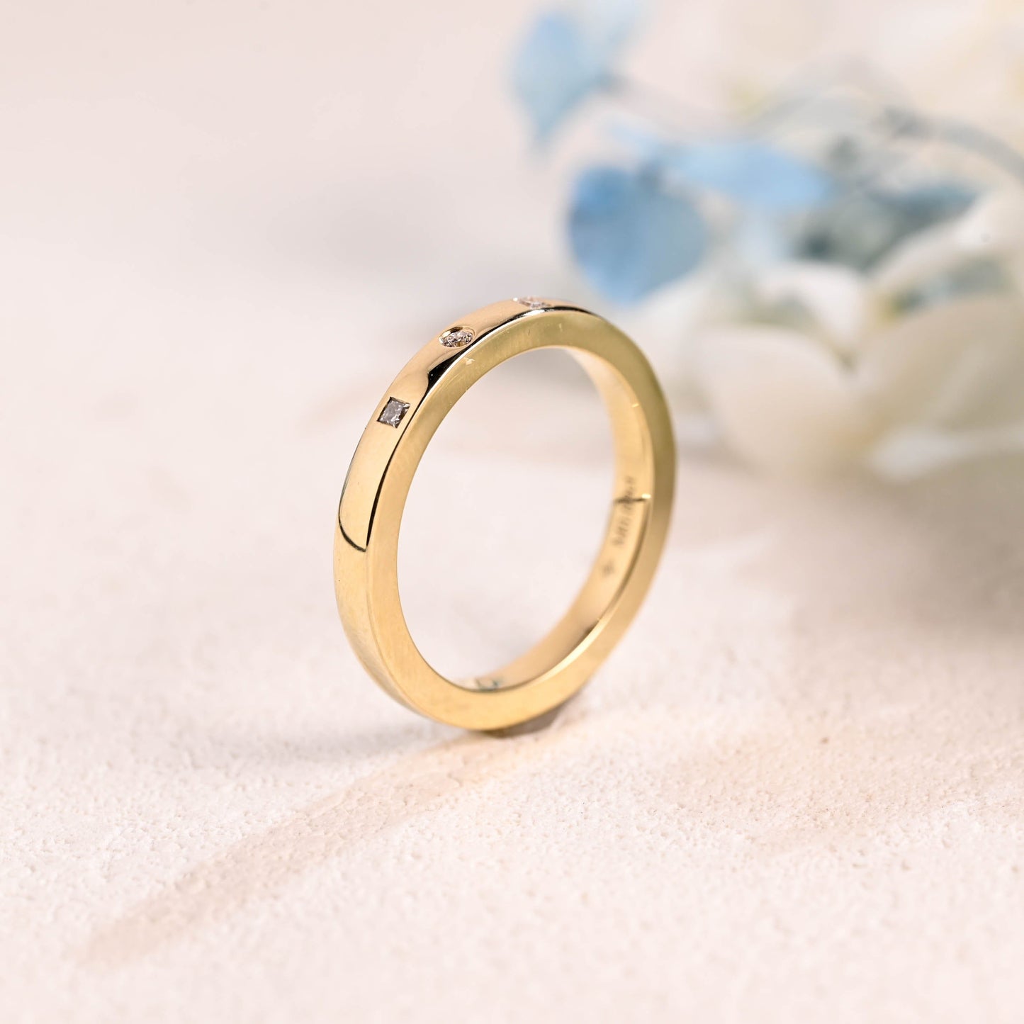 CausYou women's wedding ring Solid Gold Princess & Round Cut Moissanite Wedding Band