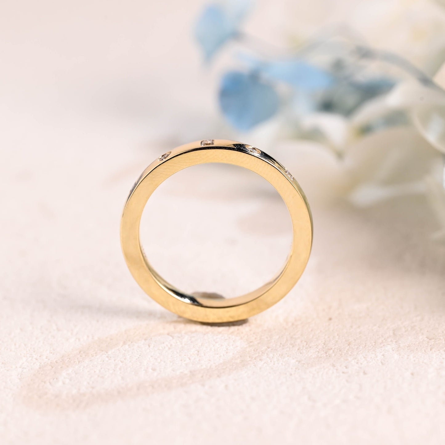 CausYou women's wedding ring Solid Gold Princess & Round Cut Moissanite Wedding Band