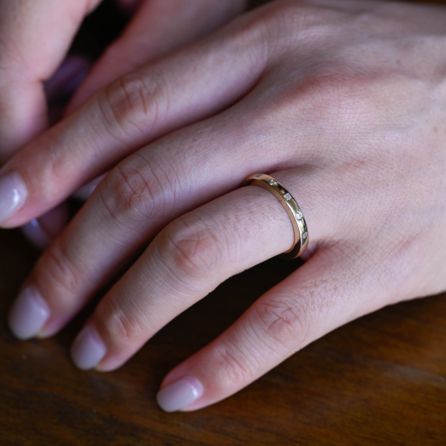 CausYou women's wedding ring Solid Gold Princess & Round Cut Moissanite Wedding Band
