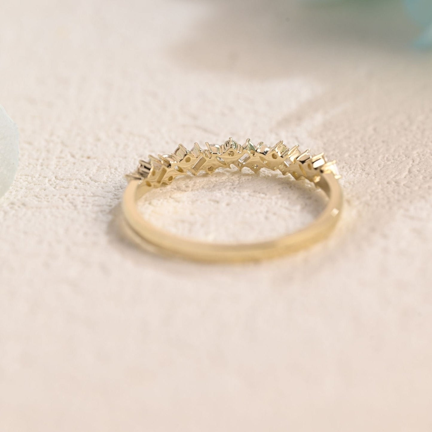 CausYou women's wedding ring Solid Gold Round & Marquise & Baguette Cut Moissanite Wedding Band, Matching Band, Gift for Women Wife