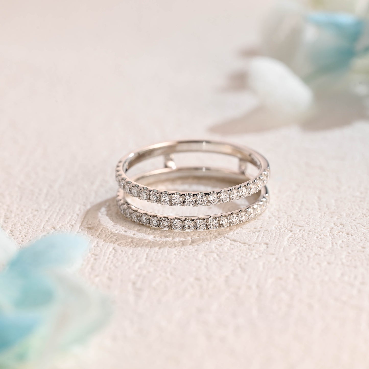 CausYou women's wedding ring Solid Gold Round Moissanite Enhancer Ring, Wedding Ring, Wedding Band, Gift for Women Wife