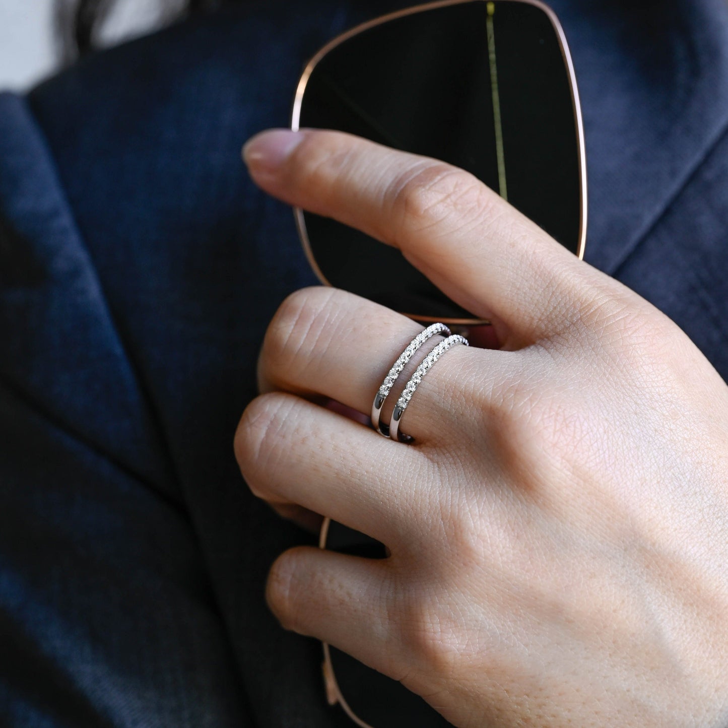CausYou women's wedding ring Solid Gold Round Moissanite Enhancer Ring, Wedding Ring, Wedding Band, Gift for Women Wife