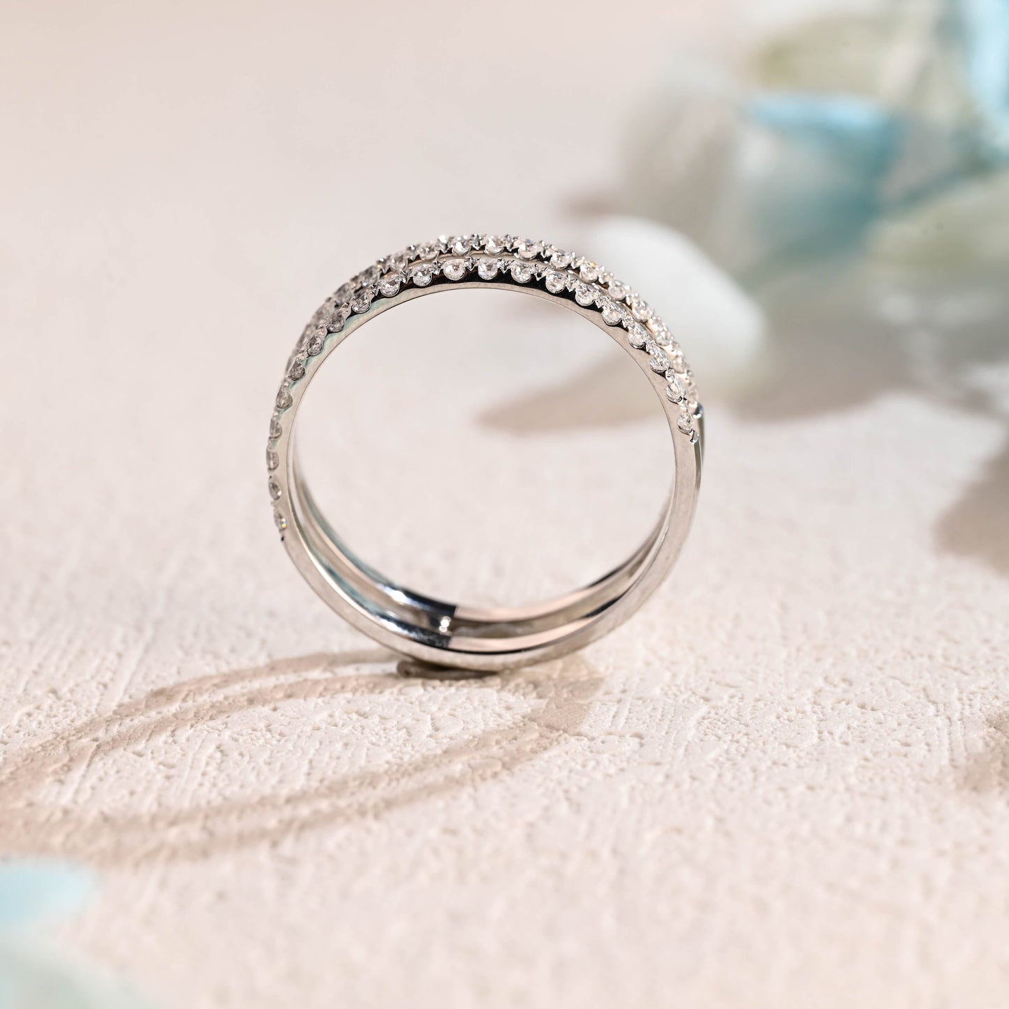 CausYou women's wedding ring Solid Gold Round Moissanite Enhancer Ring, Wedding Ring, Wedding Band, Gift for Women Wife