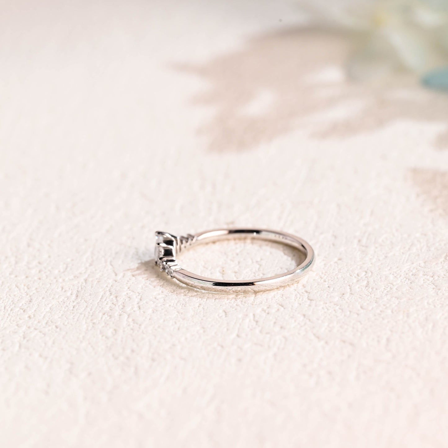CausYou women's wedding ring Solid Gold Round & Pear Cut Moissanite Wedding Band, Stacking Wedding Ring, Gift for Women Wife