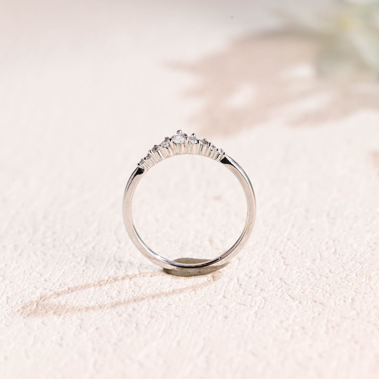 CausYou women's wedding ring Solid Gold Round & Pear Cut Moissanite Wedding Band, Stacking Wedding Ring, Gift for Women Wife