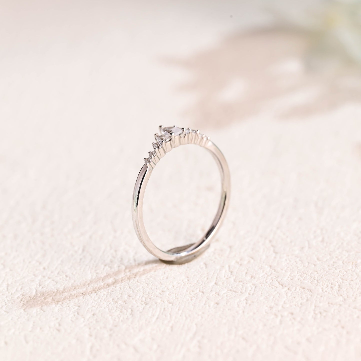 CausYou women's wedding ring Solid Gold Round & Pear Cut Moissanite Wedding Band, Stacking Wedding Ring, Gift for Women Wife