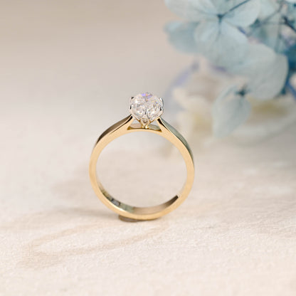 Solid Gold Solitaire Oval Cut Moissanite Engagement Ring