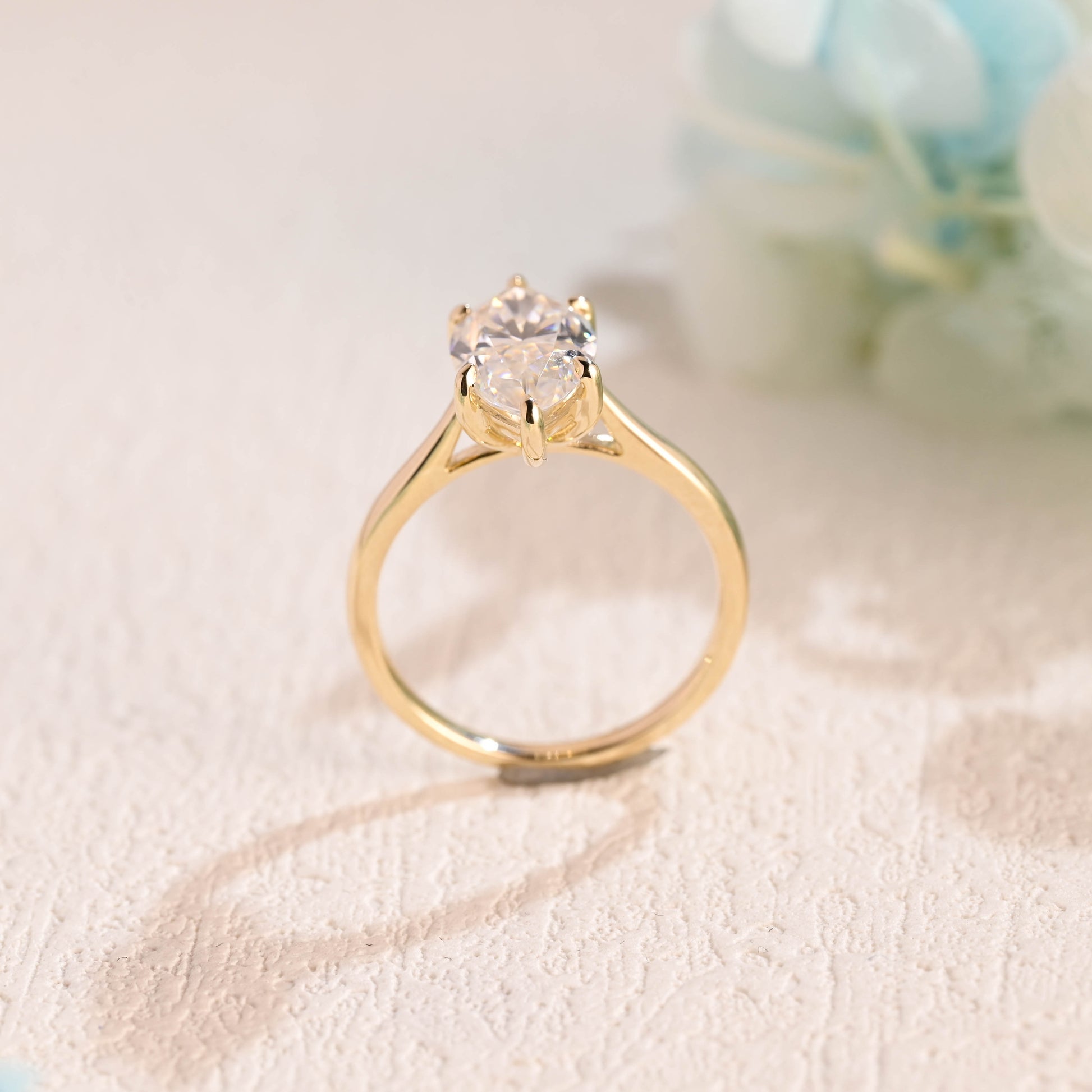 Solid-gold-marquise-cut-moissanite-engagement-ring-solitaire-ring-cathedral-ring