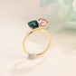 Solid Gold Toi Et Moi Emerald & Pear Cut Engagement Ring