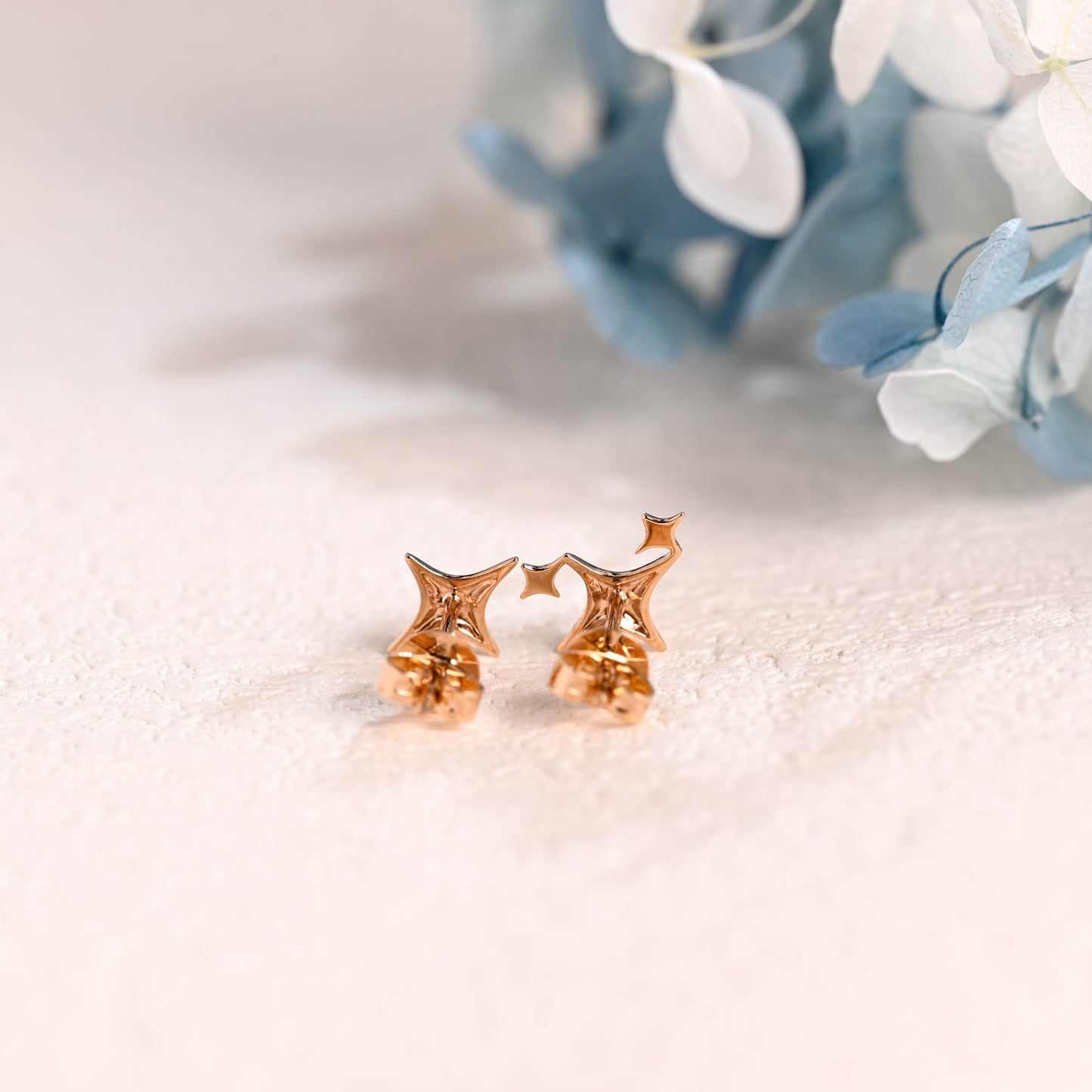 Solid Gold Star Earring Studs