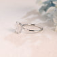 Solid Gold Crushed Ice Radiant Cut Moissanite Engagement Ring Hidden Halo