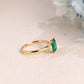 Solid Gold Lab Emerald Engagement Ring, Three Stone Ring