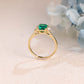 Solid Gold Lab Emerald Engagement Ring, Three Stone Ring