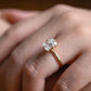 Solid Gold Cross Prongs Emerald Cut Moissanite Engagement Ring