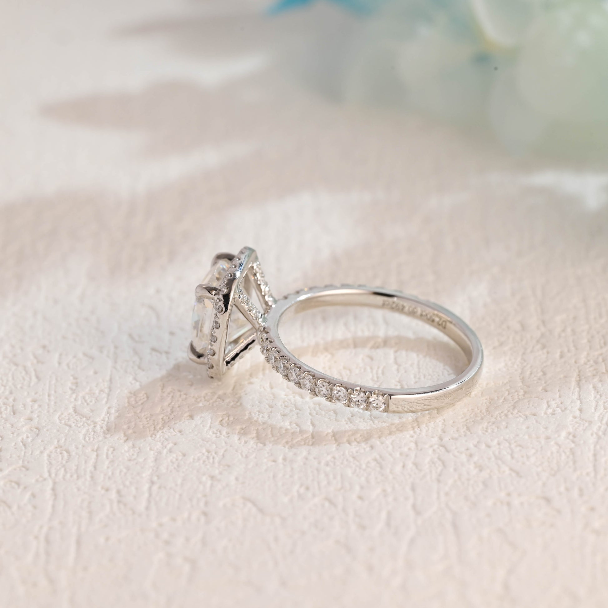 solid-gold-cushion-cut-moissanite-engagement-ring-paved-halo-ring