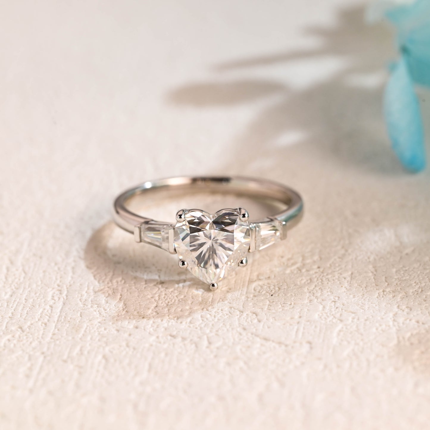 Heart-cut-moissanite-engagement-ring-wedding-ring-three-stone-ring