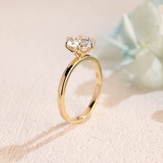 tulip-setting-round-cut-moissanite-engagement-ring-simple-solitaire-wedding-ring