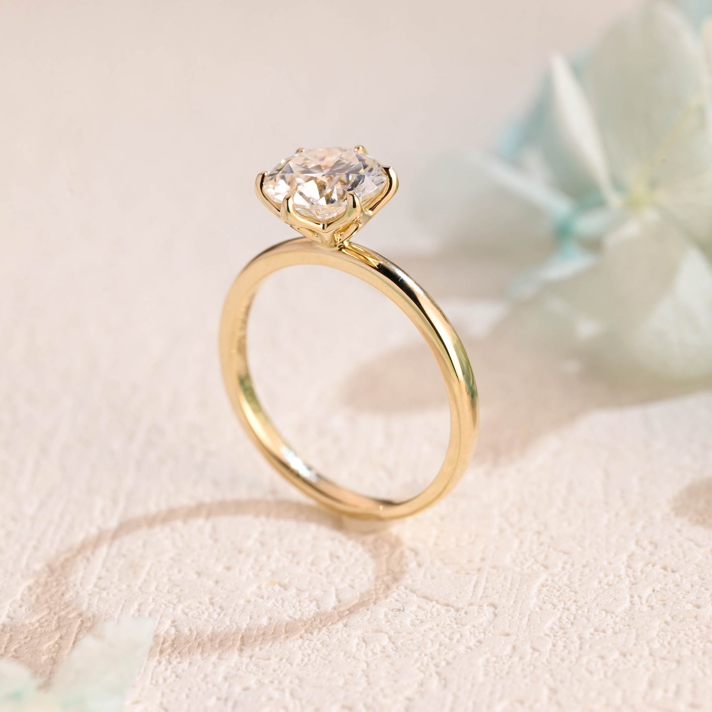 tulip-setting-round-cut-moissanite-engagement-ring-simple-solitaire-wedding-ring