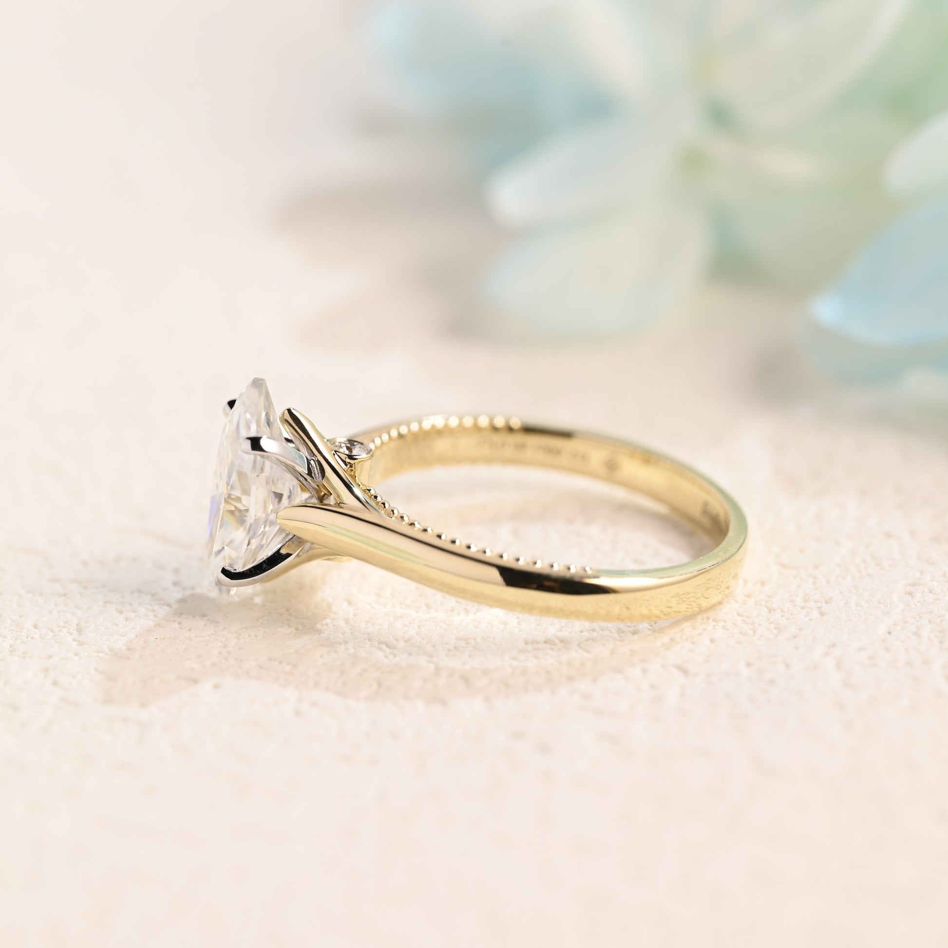 solid-gold-marquise-cut-moissanite-engagement-ring-Gift