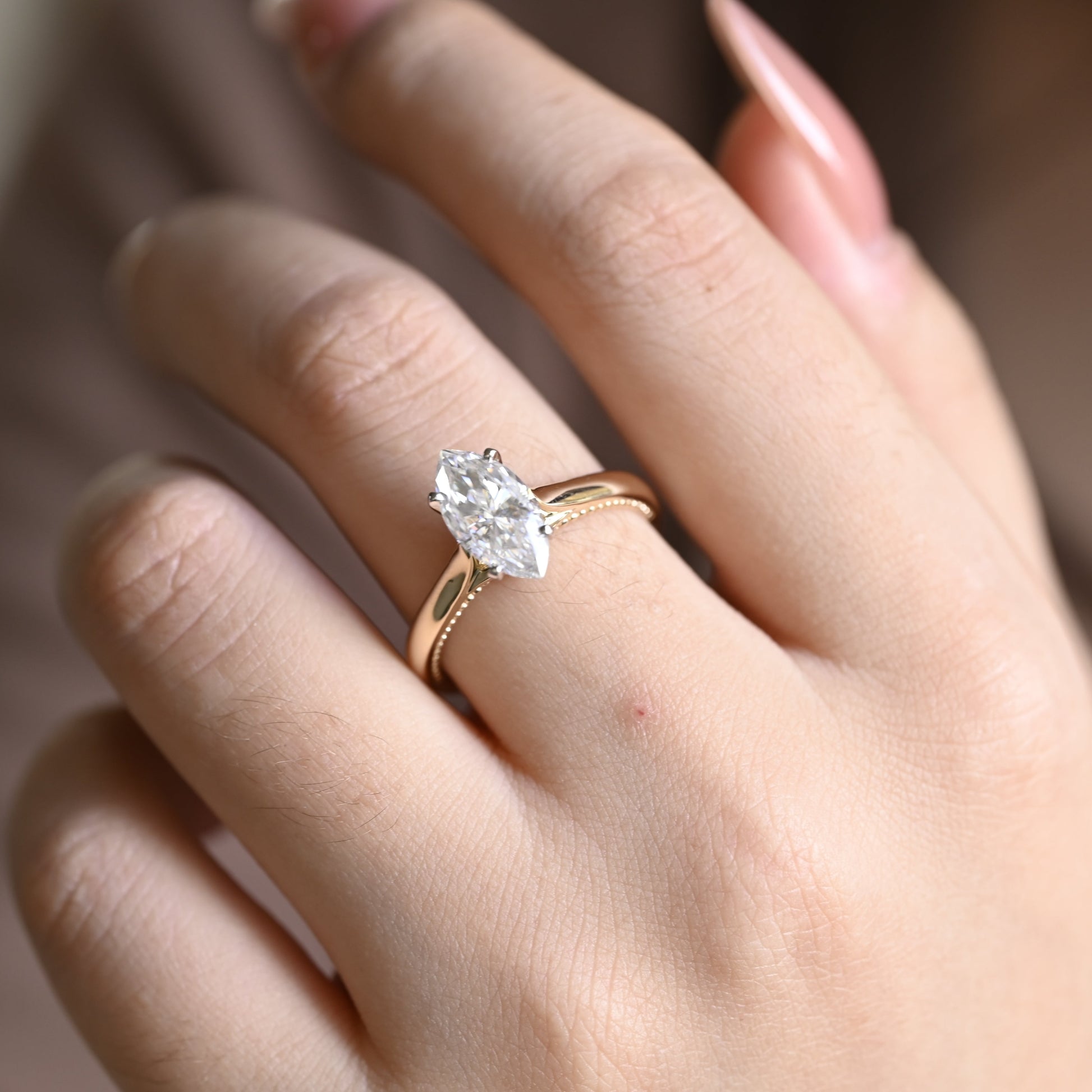 solid-gold-marquise-cut-moissanite-engagement-ring-Gift