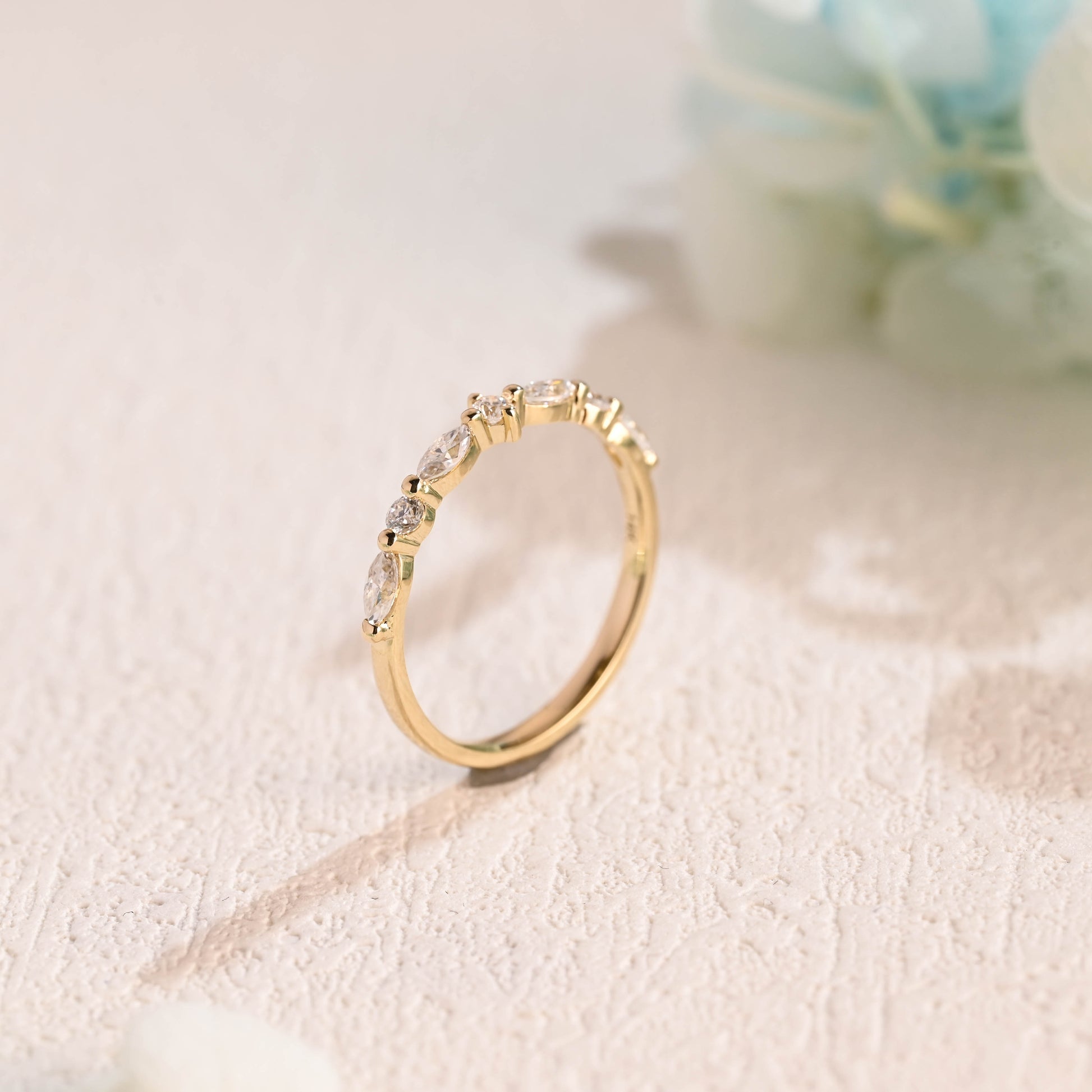 solid-gold-half-eternity-round-marquise-cut-moissanite-wedding-band