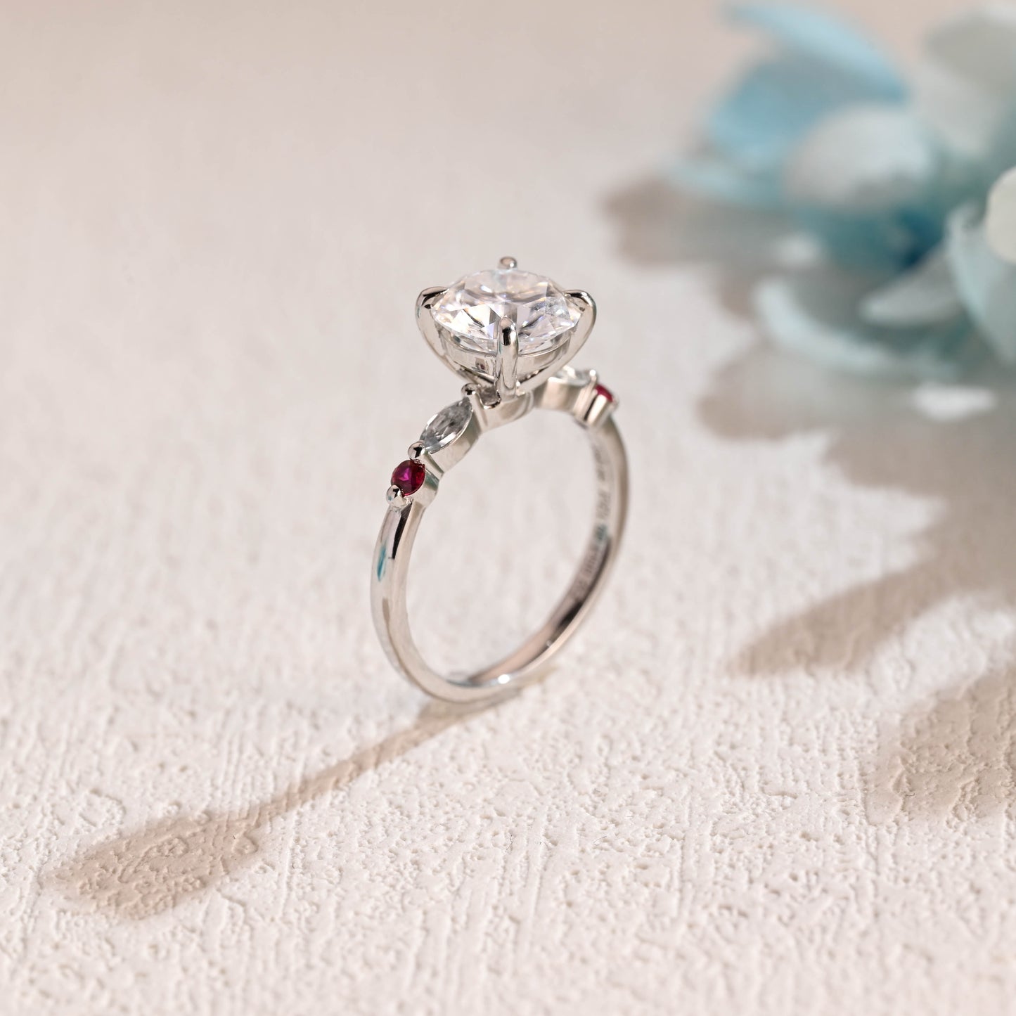 round-cut-moissanite-engagement-ring-marquise-accents-wedding-ring-ruby-ring