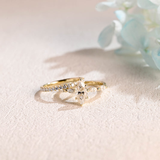 solid-gold-marquise-cut-moissanite-WEDDING-ring-SET