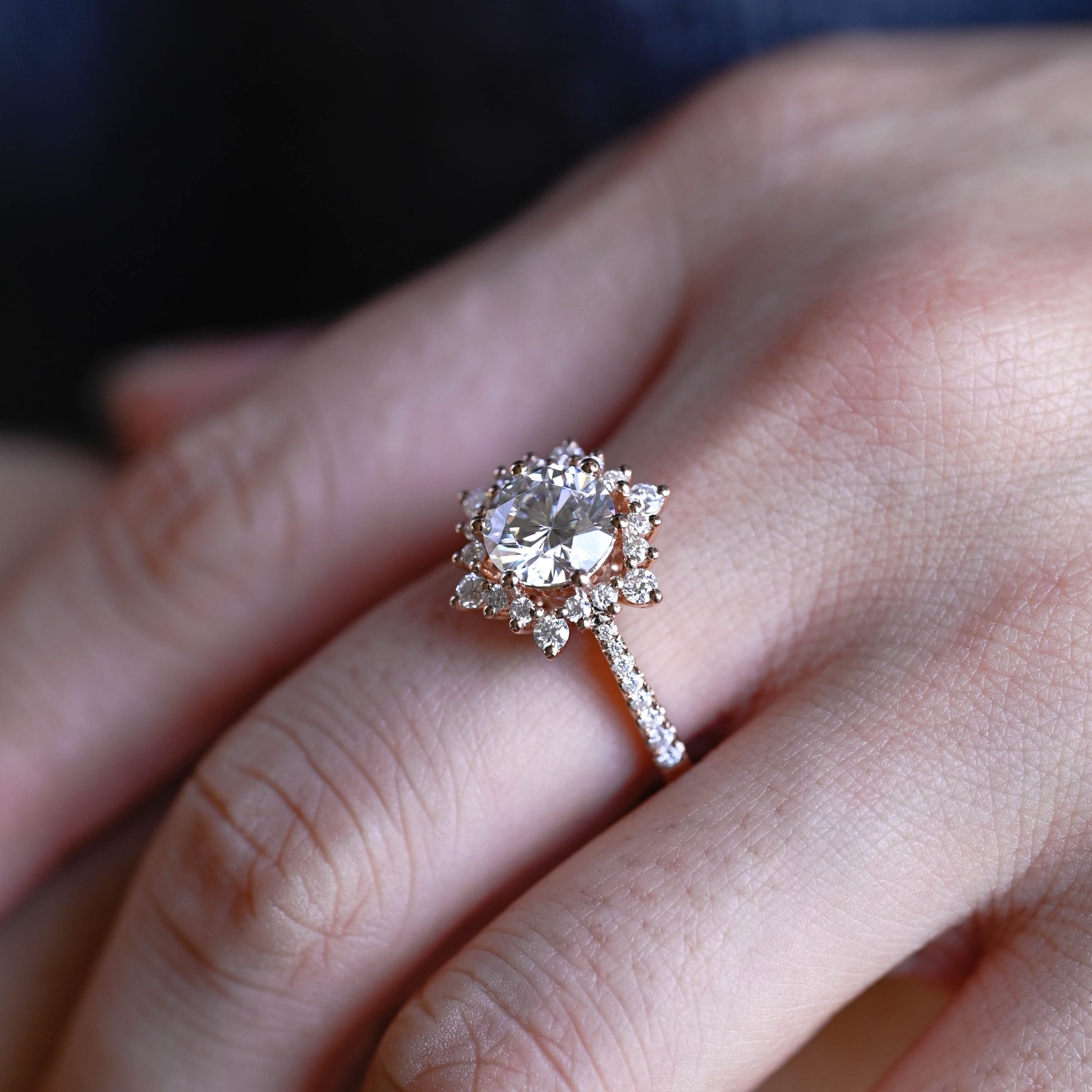 snowflake-round-cut-moissanite-engagement-ring-wedding-ring-half-pave-ring