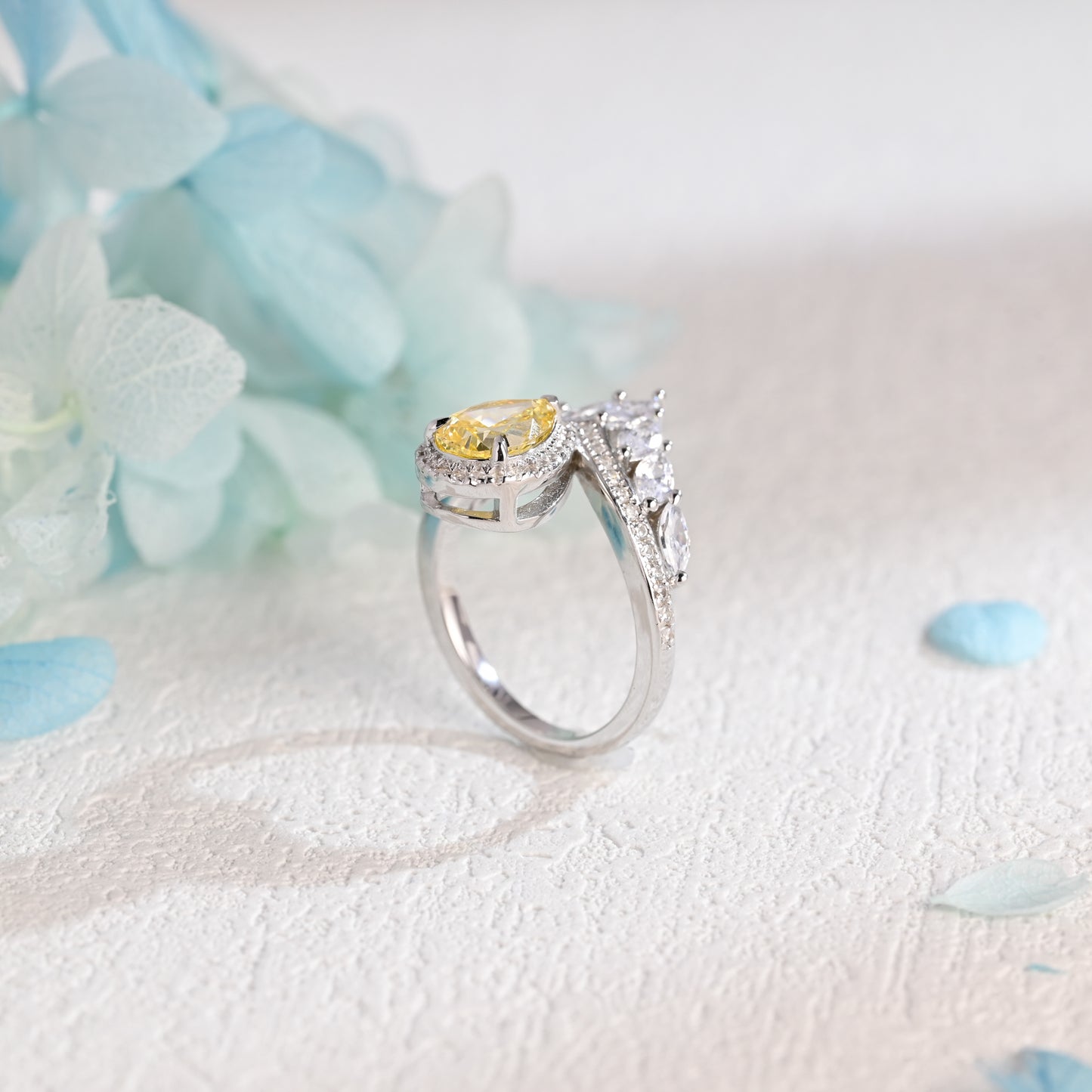 Pear-Cut-Yellow-Moissanite-engagement-ring-solid-gold-ring-promise-ring-gift