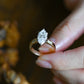 Solid Gold 3mm Width Two Tone Marquise Cut Moissanite Engagement Ring