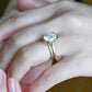 Solid Gold Bezel Elongated Cushion Cut Moissanite Engagement Ring Set