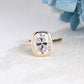 Solid Gold Bezel Elongated Cushion Cut Moissanite Engagement Ring