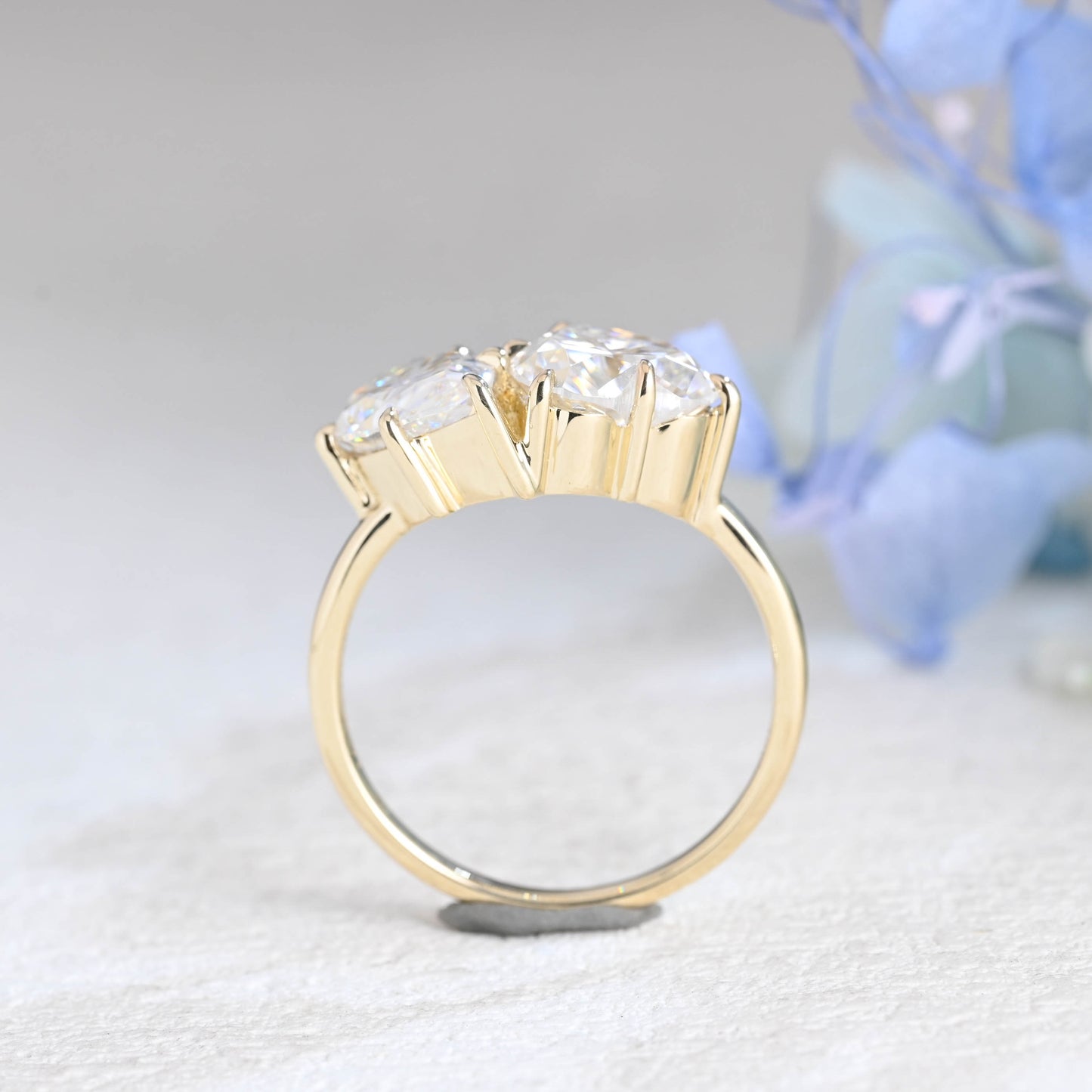 Solid Gold Toi Et Moi Pear & Marquise Cut Moissanite Engagement Ring