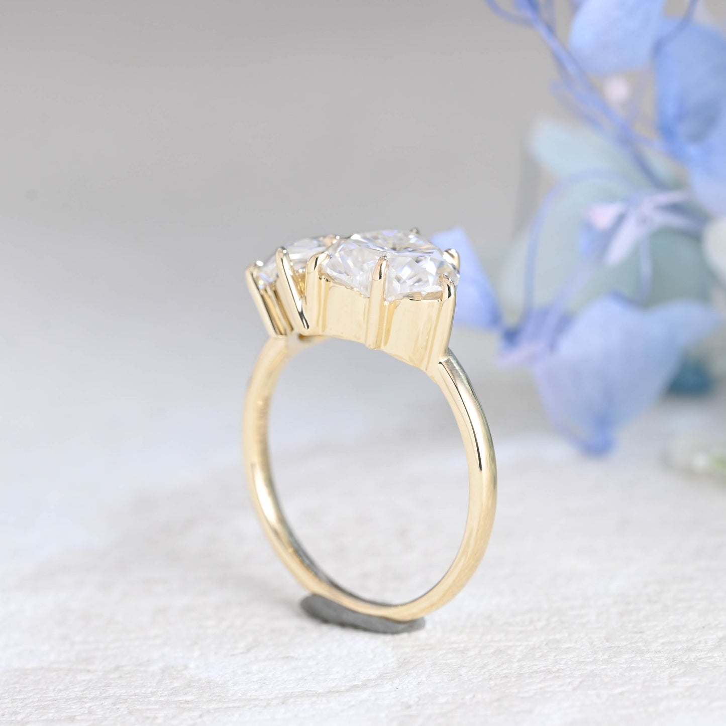 Solid Gold Toi Et Moi Pear & Marquise Cut Moissanite Engagement Ring