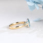 Solid Gold Two Tone Light Blue Radiant Cut Aquamarine Engagement Ring