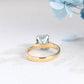 Solid Gold Two Tone Light Blue Radiant Cut Aquamarine Engagement Ring