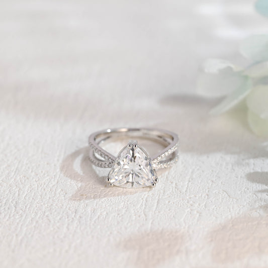 causyou-solid-gold-trillion-cut-moissanite-engagement-ring-cross-band-split-shank-trilliant-wedding-ring