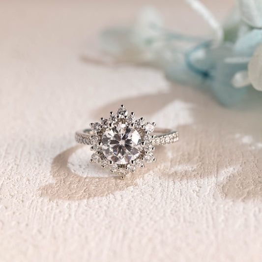 snowflake-round-cut-moissanite-engagement-ring-unique-wedding-ring-half-pave-ring