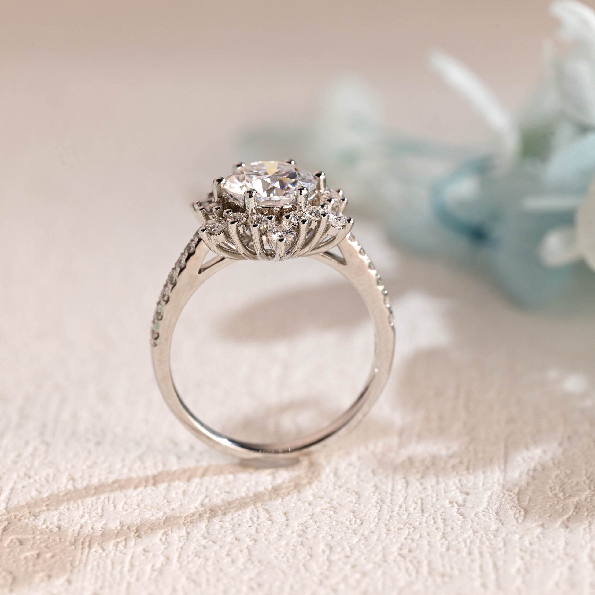 snowflake-round-cut-moissanite-engagement-ring-unique-wedding-ring-half-pave-ring