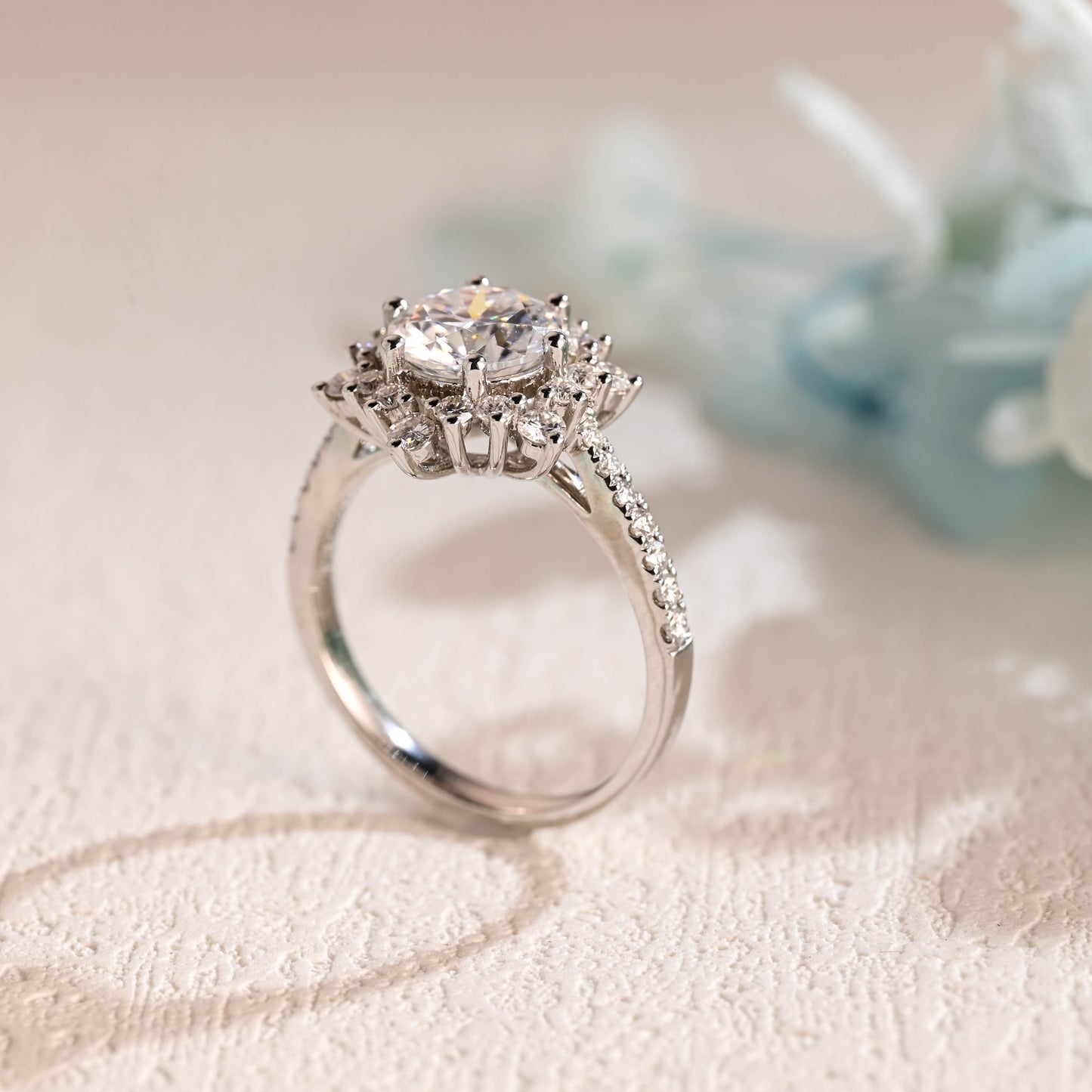 snowflake-round-cut-moissanite-engagement-ring-unique-wedding-ring-half-pave-ring